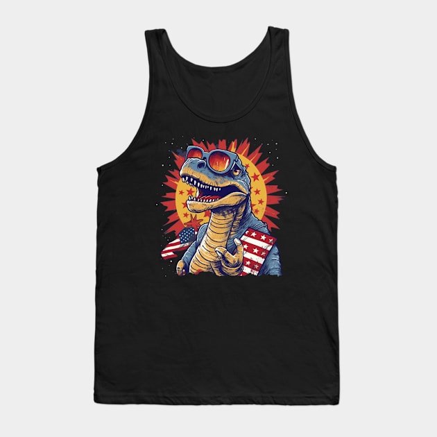 dinosaur  funny 4th of July Tank Top by marisamegan8av